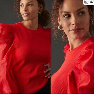 Dolan Puff Sleeve Red Top